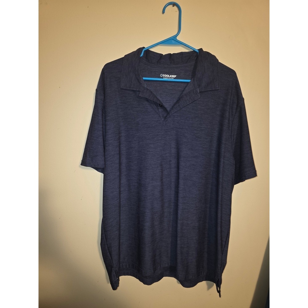 Coolkeep Mens XXL Navy Blue Heathered Short Sleeve Performance Polo Shirt